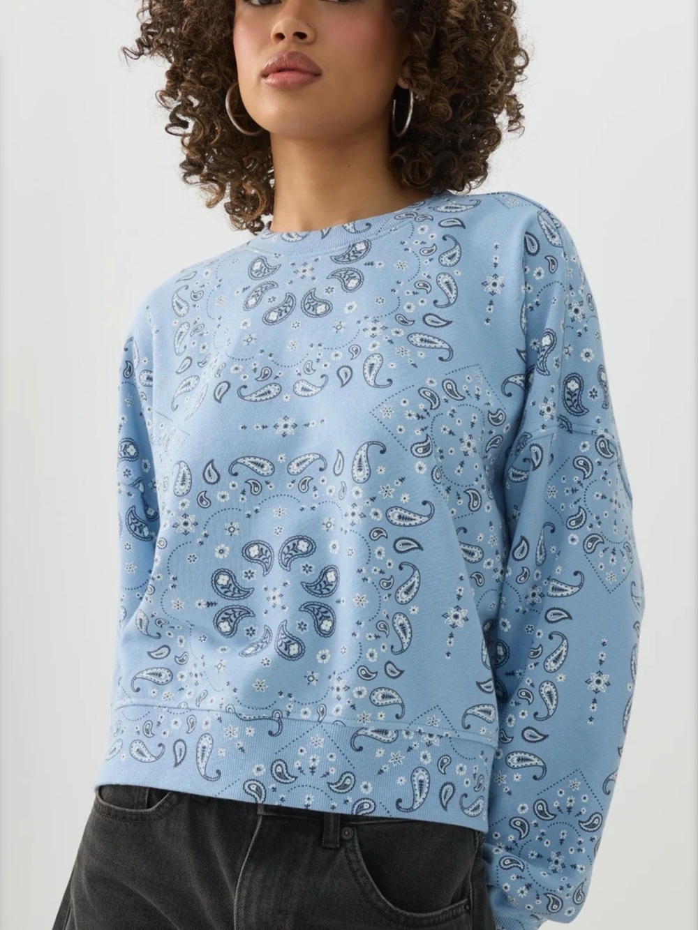 Printed French Terry Crew Neck Sweatshirt
